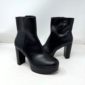 Mix No. 6 Zuzana Platform Chunky Boots 7 Black Faux Leather Steampunk Moto Goth